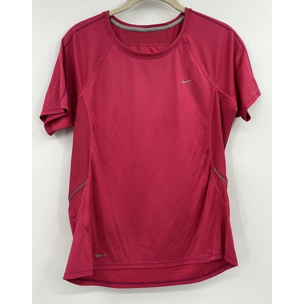 Nike Fit Dry Shirt Short Sleeve Pink Fitted Size Medium 8-10